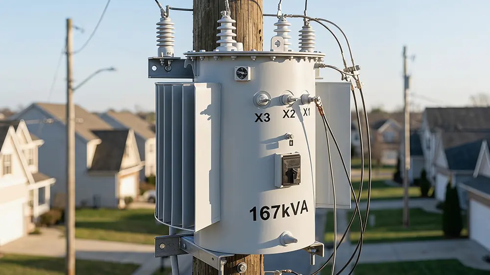 Monteret transformer til globale strømdistributionsnetværk